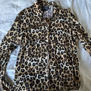 Nicole Miller Womens leopard print blouse